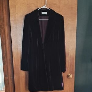 Long Plum Velvet Women's Coat
